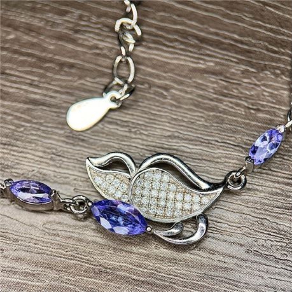 4.30 Gram Appraised Silver Tanzanite Gemstone Bracelet (valued at $2155)